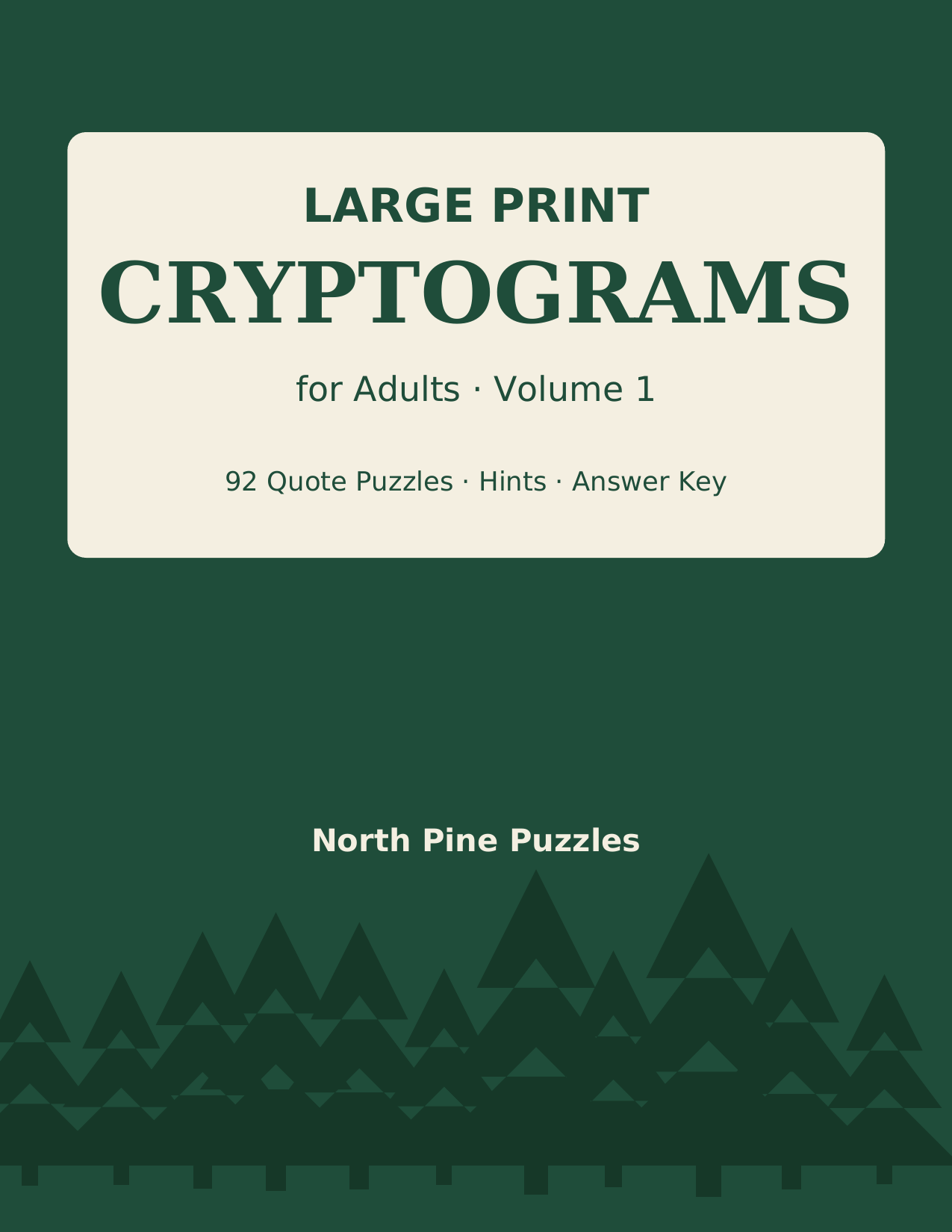 Cover of Large Print Cryptograms for Adults, Volume 1