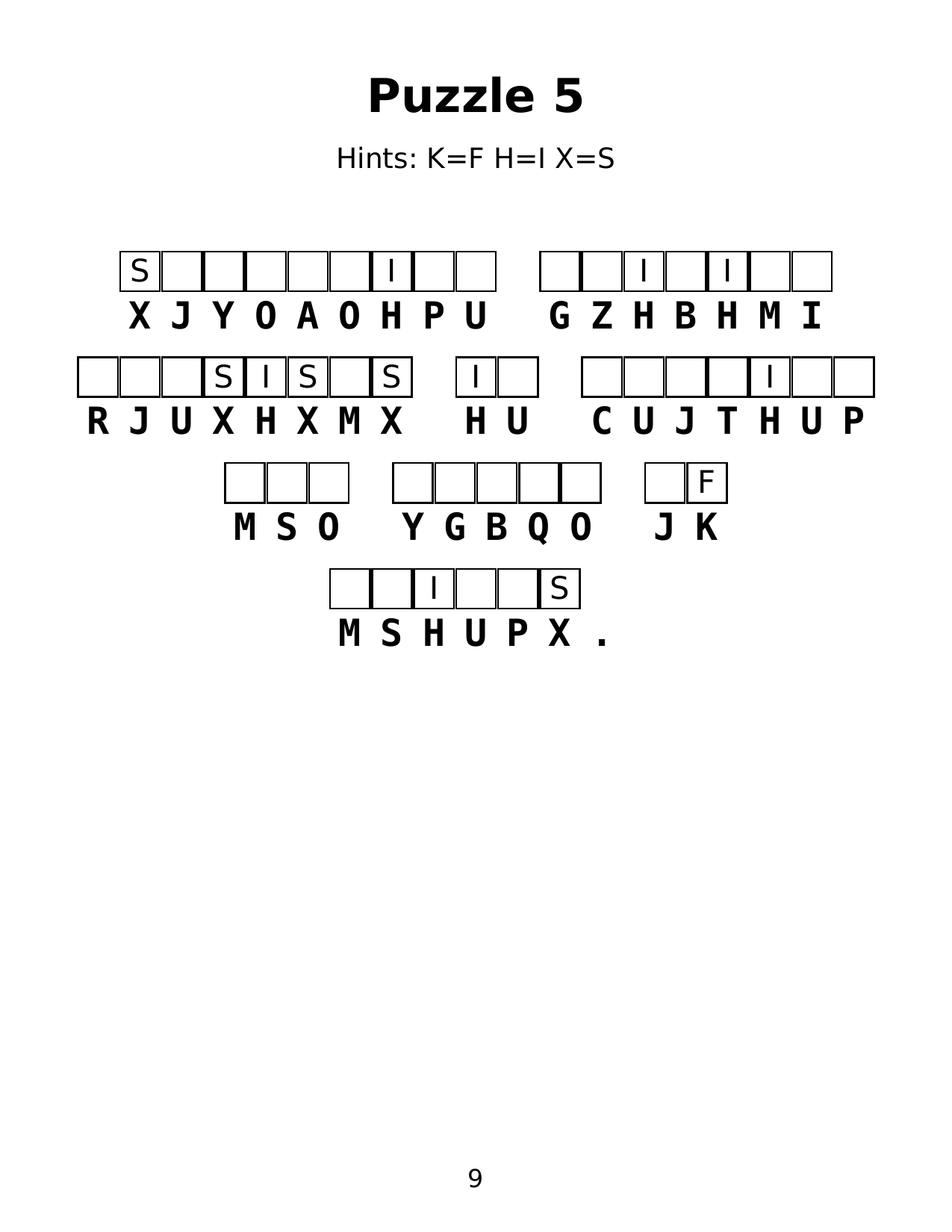 A sample puzzle page